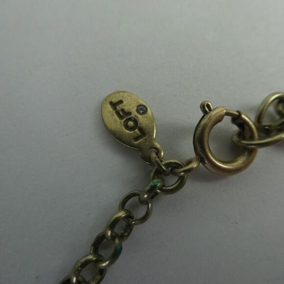 LOFT Silver Tone Rhinestone Faux Pearl Dangle Bib Statement Necklace Chain 18.5" - Picture 8 of 9